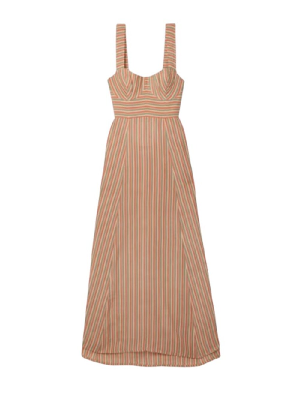 Emporio Sirenuse Azzurra Stripe Maxi Dress Womens 44 Large Orange Pink Linen
